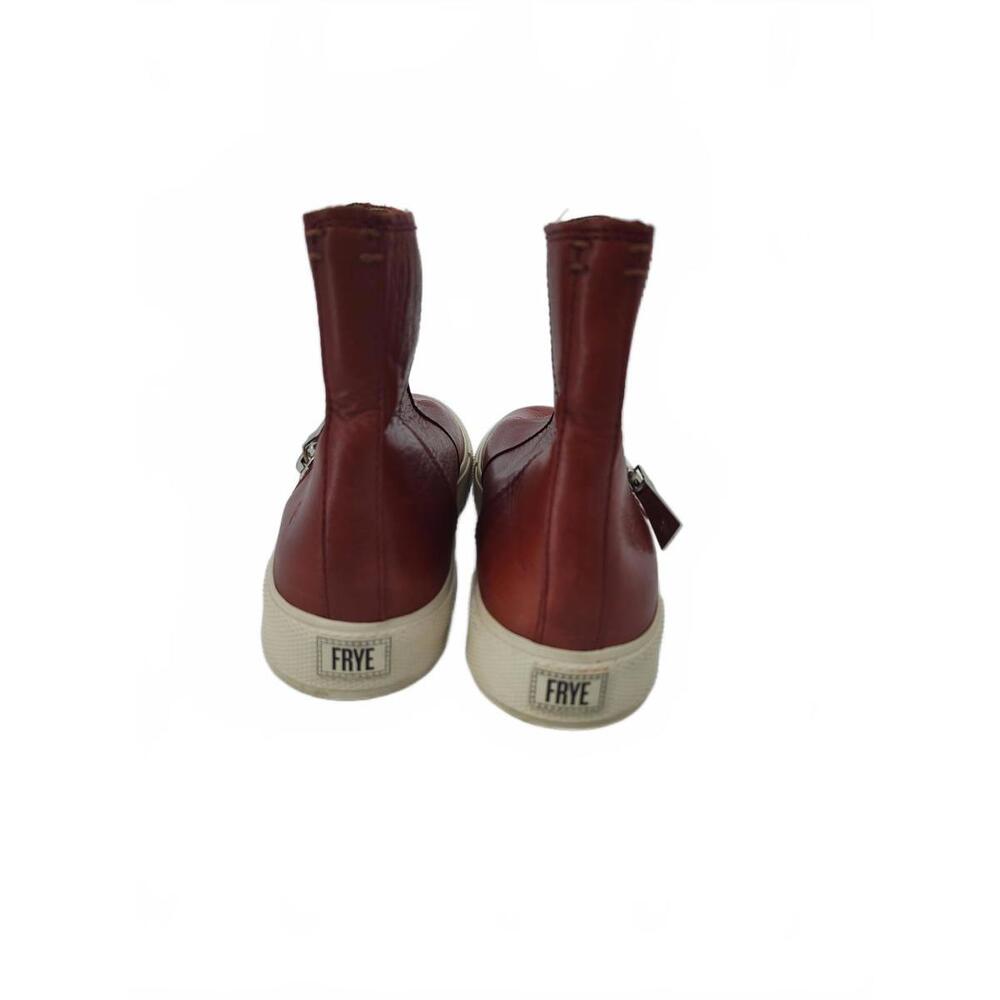 Frye Leather Gia Lug Zip Ankle Booties High Top Sneaker Size 7 Gloria Red Clay - Picture 5 of 13